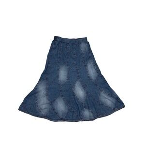Studio West Apparel Women's Denim Patchwork Skirt Size S 100% Cotton RN89389